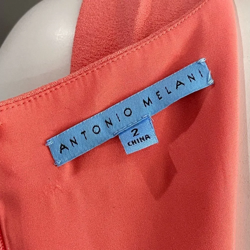 NWT ANTONIO MELANI Coral Textured Midi Sheath Dress Size 2 - Picture 9 of 12